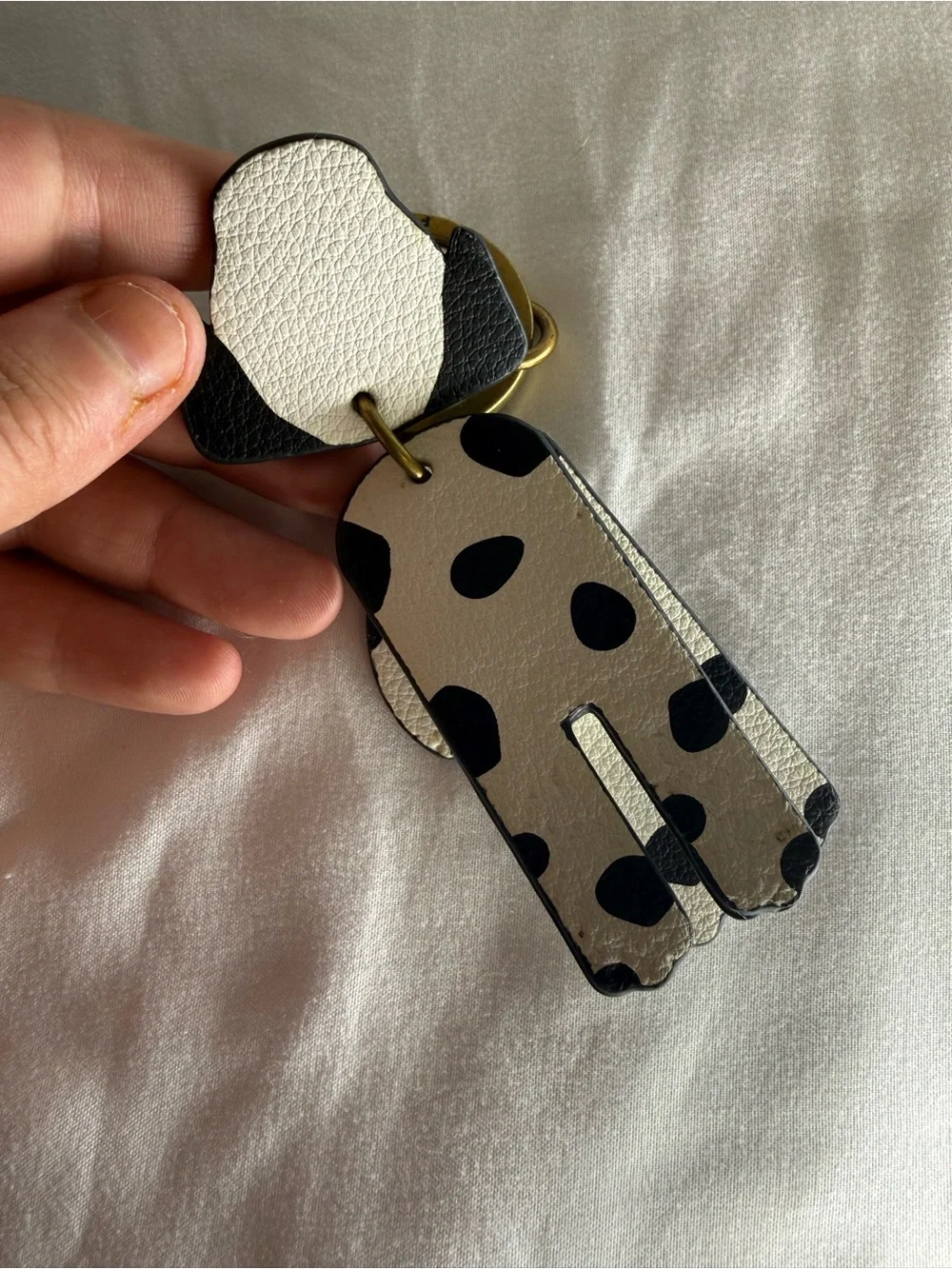 Fossil Dalmatian Dog Genuine Leather Keychain Key Fob Bag Charm